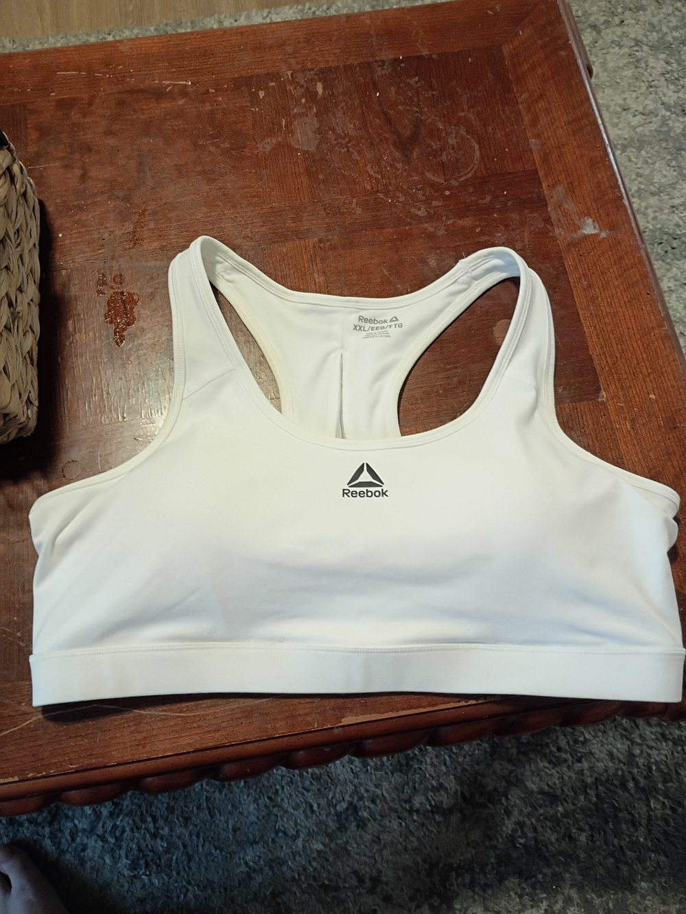 Reebok White Racerback Performance Sports Bra